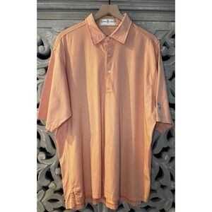 Fairway & Greene Golf Polo Shirt Men's XL Orange White Stripe Mercerized Cotton